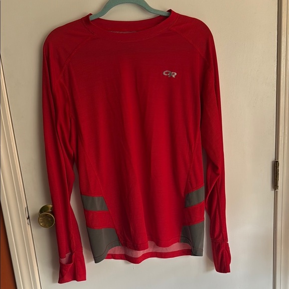 Outdoor Research Red and Gray Long Sleeve Performance Tee - Picture 1 of 5
